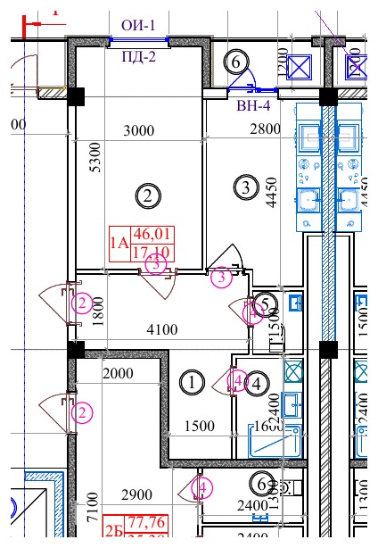 1 xonali 46.01 m² plan