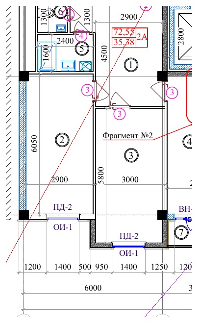 2 xonali 72.55 m² plan